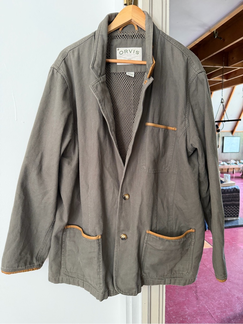 Orvis Olive Green Lightweight Field Jacket with Tan Trim